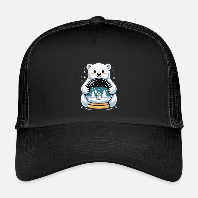Polarbaer Schneekugel Impression - Kinder Trucker-Cap - Schwarz/Schwarz