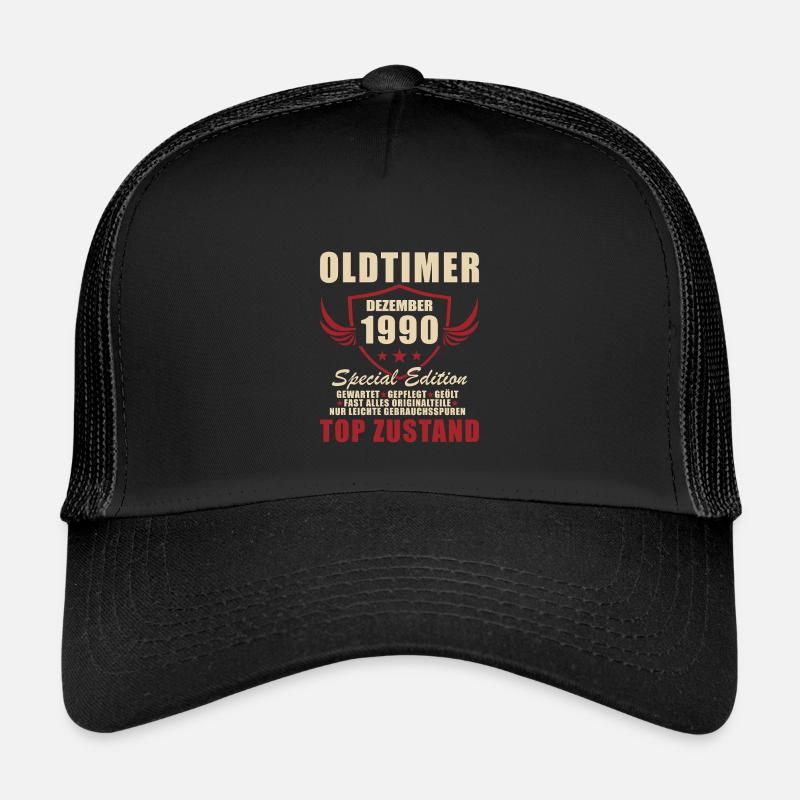Oldtimer Dezember 1990 Sonderedition - Kinder Trucker-Cap - Schwarz/Schwarz