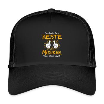 Musiker Geschenkidee - Kinder Trucker-Cap - Schwarz/Schwarz - Vorne