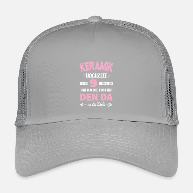 Keramikhochzeit 9 Hochzeitstag Jahrestag Ehefrau Kinder Trucker-Cap