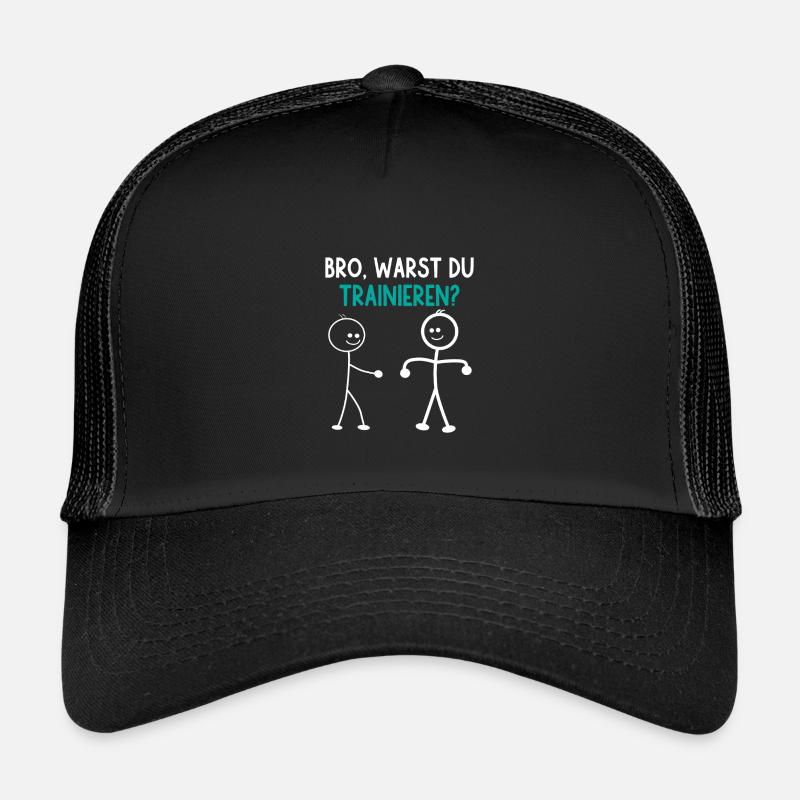 Strichmännchen WARST DU TRAINIEREN LUSTIG - Kinder Trucker-Cap - Schwarz/Schwarz