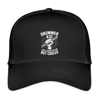 Drummer Saying Funny Drummer Gift - Kids’ Trucker Cap - black/black - Front