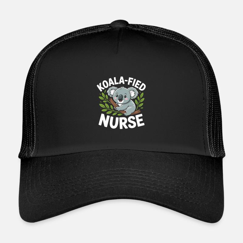 Koala-Krankenschwester im Baum - Kinder Trucker-Cap - Schwarz/Schwarz