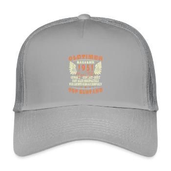Baujahr 1951 Oldtimer Geburtstag Spruch 75 Jahre - Kinder Trucker-Cap - Hellgrau - Vorne