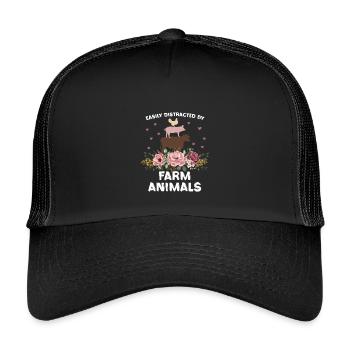 Farm Animals with Flowers Humor - Kids’ Trucker Cap - black/black - Front