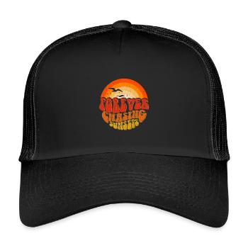 Forever Chasing Sunsets Retro Emblem - Kinder Trucker-Cap - Schwarz/Schwarz - Vorne
