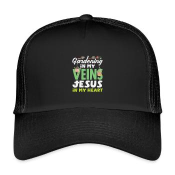 Gardening My Veins Jesus Plant Lover - Kids’ Trucker Cap - black/black - Front
