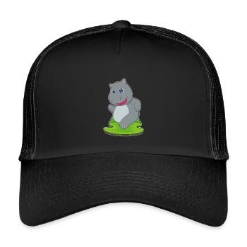 Nilpferd Jogger Joggen Sport - Kinder Trucker-Cap - Schwarz/Schwarz - Vorne