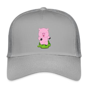 Pig Jogger Jogging Sport - Kids’ Trucker Cap - light grey - Front