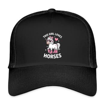 Pferd Sprüche Pferde Lustiges Pferd Geschenk - Kinder Trucker-Cap - Schwarz/Schwarz - Vorne