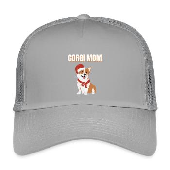 Maman Corgi Toutou de Noël - Casquette trucker enfant - gris clair - Devant