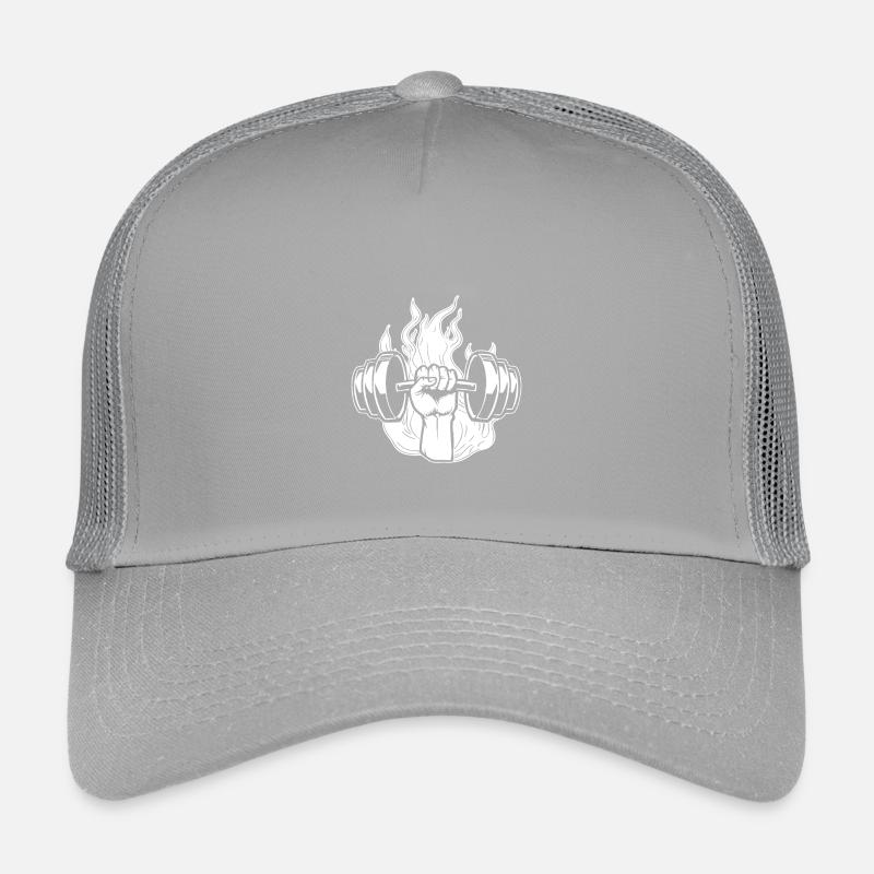 Powerlifting Bodybuilder Fire Dumbbell Kinder Trucker-Cap
