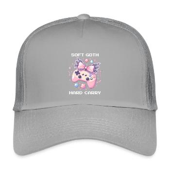 Soft Goth Hard Carry | Dark Cute - Kinder Trucker-Cap - Hellgrau - Vorne