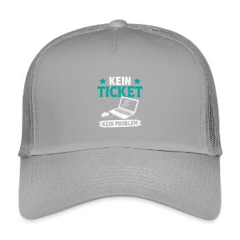 Nerd Computer KEIN TICKET KEIN PROBLEM LUSTIG - Kinder Trucker-Cap - Hellgrau - Vorne