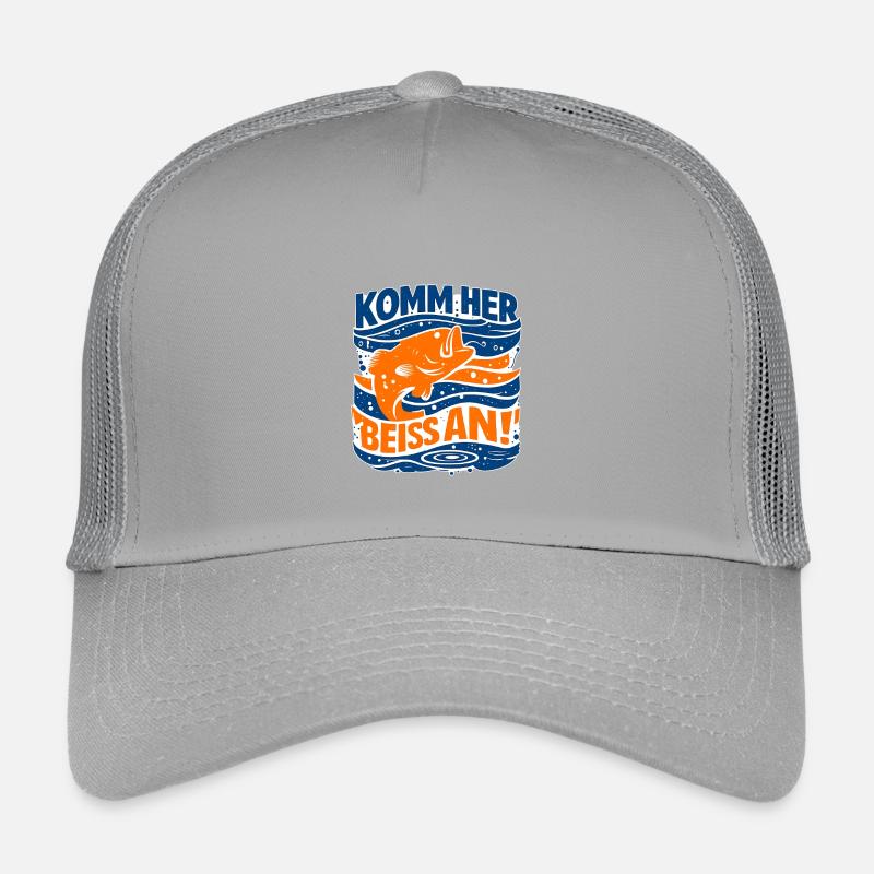 Komm her, beiss an! – Angeln Spruch Kinder Trucker-Cap