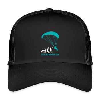 Paraglider GLEITSCHIRMFLIEGER LUSTIG - Kinder Trucker-Cap - Schwarz/Schwarz - Vorne