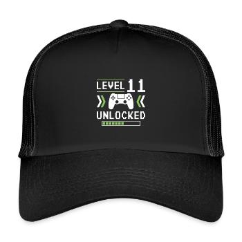 Level 11 - Kids’ Trucker Cap - black/black - Front