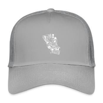 Lokomotive Line Art - Kinder Trucker-Cap - Hellgrau - Vorne