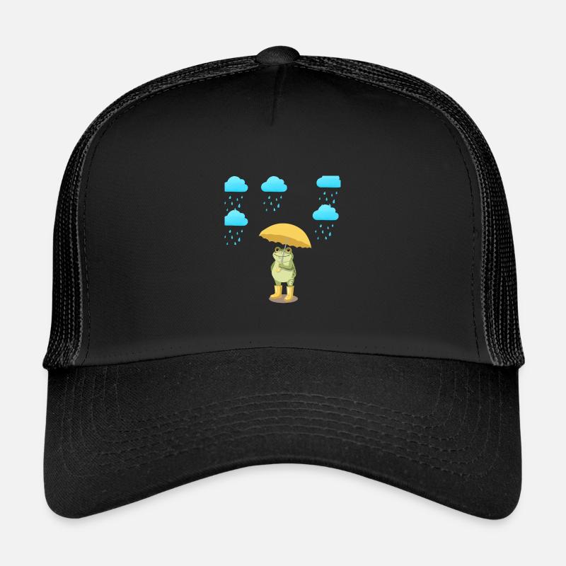 Frosch mit Regenschirm im Regen - Kinder Trucker-Cap - Schwarz/Schwarz