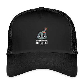 Shrove Monday survives edition 2026 hangover carnival - Kids’ Trucker Cap - black/black - Front
