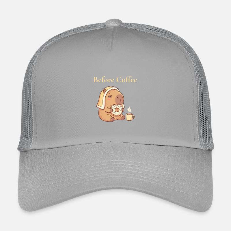 Capybara with donut and coffee cozy motif Kids’ Trucker Cap