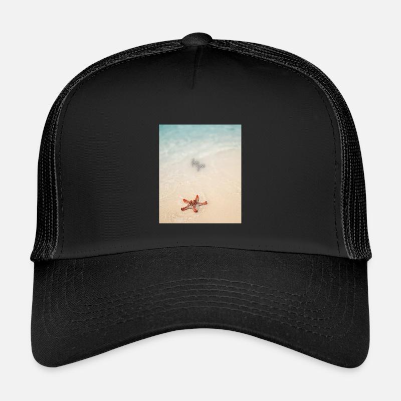 Liebe am Strand und Seesterne - Kinder Trucker-Cap - Schwarz/Schwarz