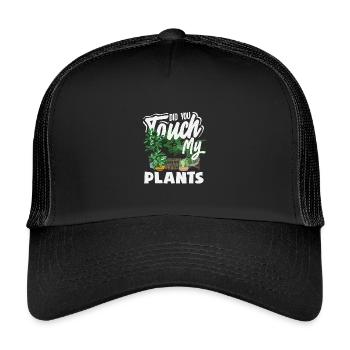 Touch My Plants Funny Plant Lover - Kids’ Trucker Cap - black/black - Front
