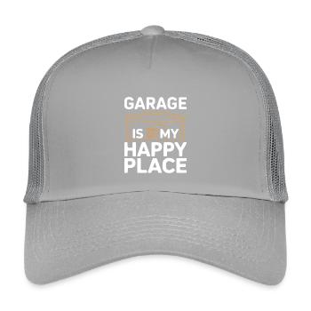 Garage Is My Happy Place Statement - Kinder Trucker-Cap - Hellgrau - Vorne