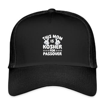 This Mom Is Kosher For Passover Jewish Humor - Kids’ Trucker Cap - black/black - Front