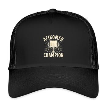Afikomen Champion Jewish Passover Seder Winner - Kids’ Trucker Cap - black/black - Front