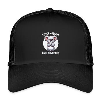 Guten Morgen Ganz Dünnes Eis Koala Schlafmützen - Kids’ Trucker Cap - black/black - Front