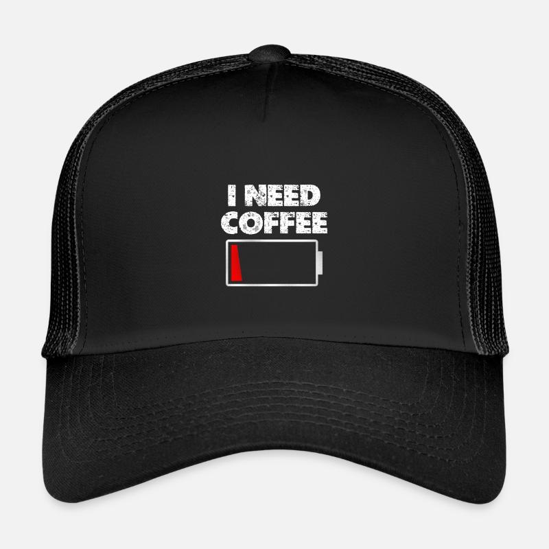 Ich brauche Kaffee Akku leer - Kinder Trucker-Cap - Schwarz/Schwarz