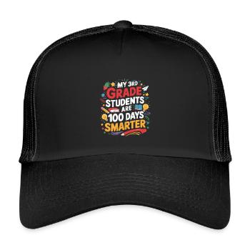 Third Class: 100 Days Smarter - Kids’ Trucker Cap - black/black - Front