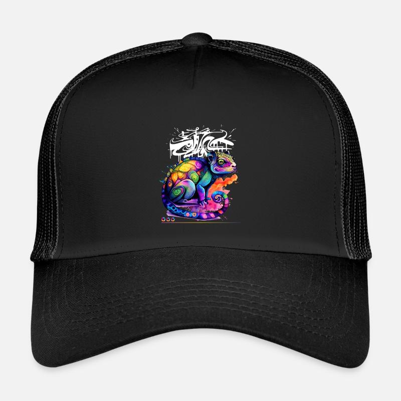 Farbenfroher Chamäleon Graffiti - Kinder Trucker-Cap - Schwarz/Schwarz