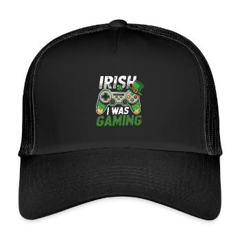 Irish Gaming I Was Gaming - Kids’ Trucker Cap - black/black - Front