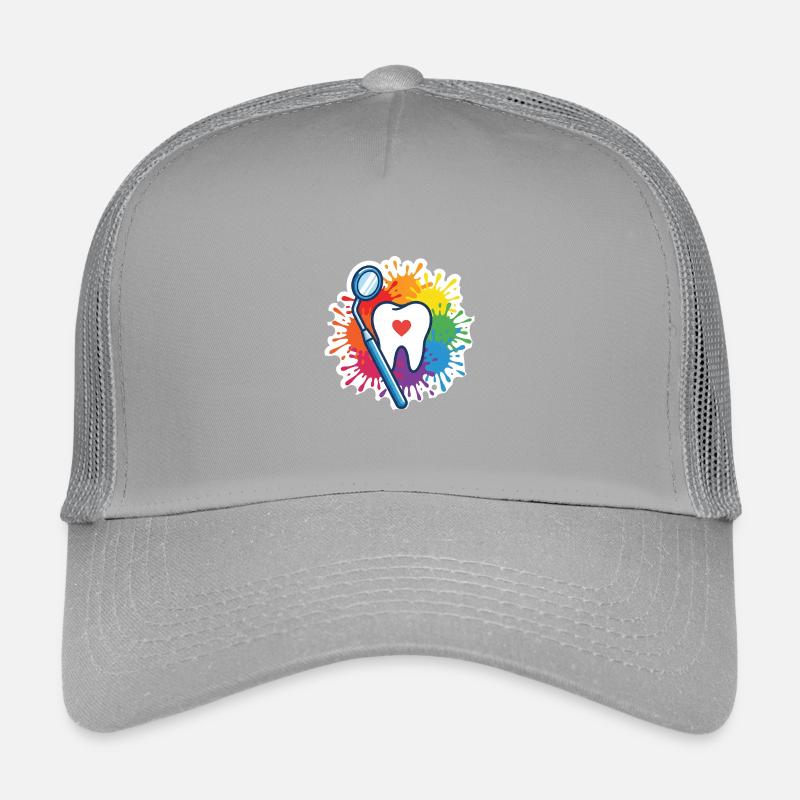 Dent colorée avec cœur et miroir dentaire Casquette trucker enfant