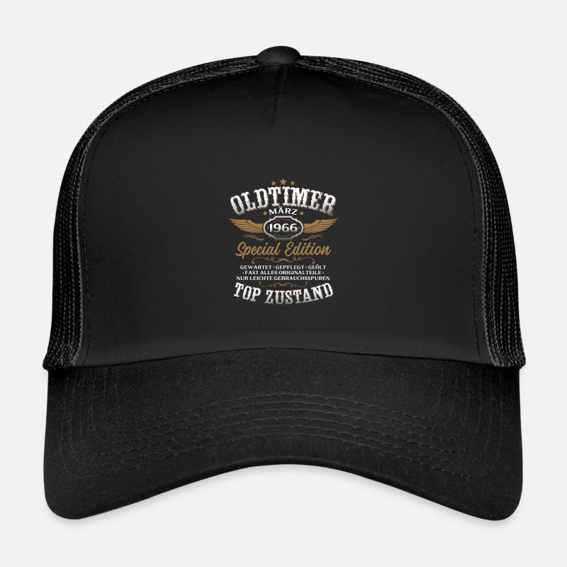 60. Geburtstag Geschenk Mann Vintage März 1966 - Kinder Trucker-Cap - Schwarz/Schwarz