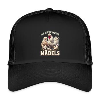 I love my girls silky chickens - Kids’ Trucker Cap - black/black - Front