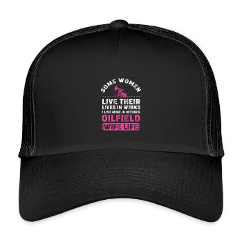 Bohrinsel Ölfeld Ölbohrinsel Ehefrau - Kinder Trucker-Cap - Schwarz/Schwarz - Vorne