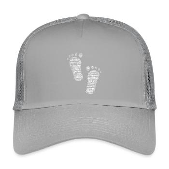 Pieds, pieds nus, grands pieds, empreintes, empreintes de pas - Casquette trucker enfant - gris clair - Devant