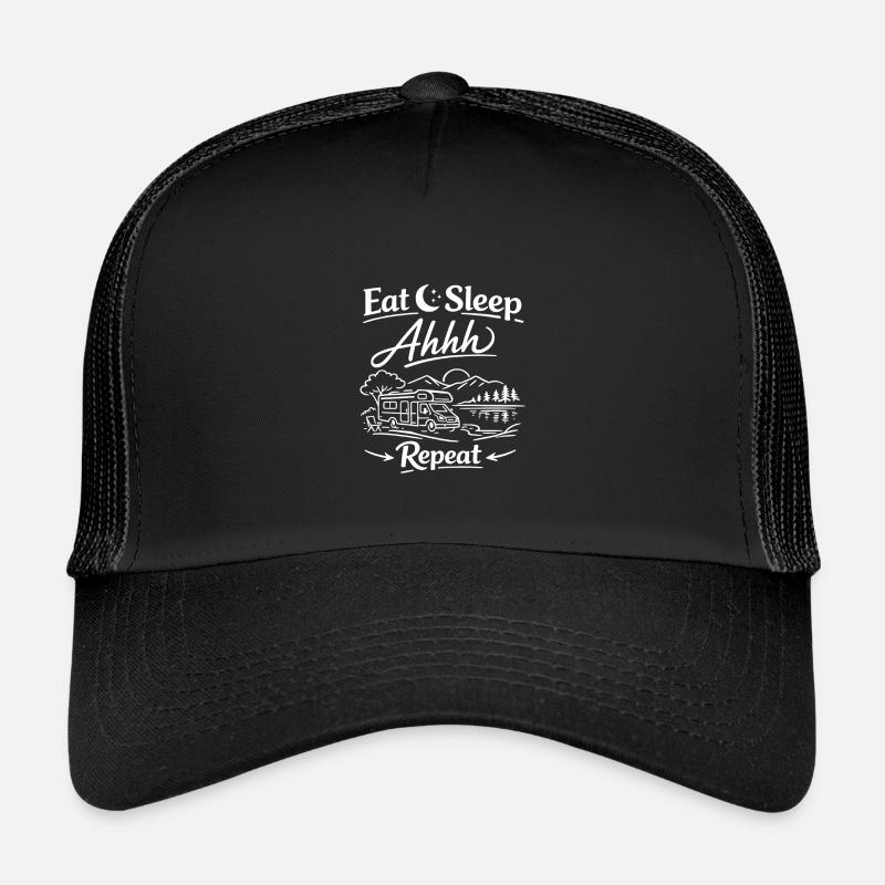 Camping Adventure | Eat Sleep Repeat - Kinder Trucker-Cap - Schwarz/Schwarz