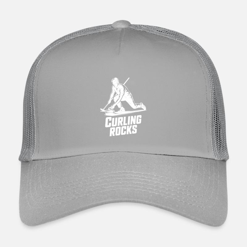 Curling Rocks Wintersport Silhouette Man Kinder Trucker-Cap