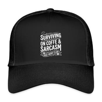Bad Mom Coffee & Sarcasm Tea - Kids’ Trucker Cap - black/black - Front