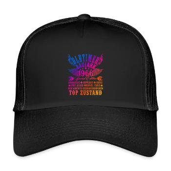 60th Birthday Man Woman 60 Years Decoration 1966 Gift - Kids’ Trucker Cap - black/black - Front