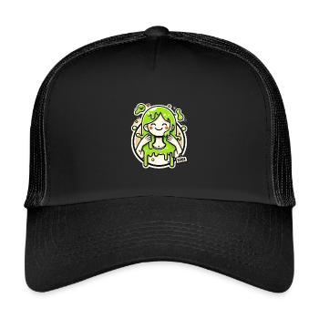 Lime Slime Girl Illustration - Kinder Trucker-Cap - Schwarz/Schwarz - Vorne