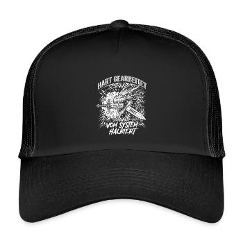 Hard worked, halved by the system - Kids’ Trucker Cap - black/black - Front