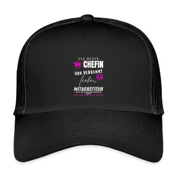 beste Chefin von verdammt lieben Mitarbeitern - Kinder Trucker-Cap - Schwarz/Schwarz - Vorne