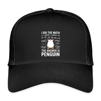 Mathe Sprüche Pinguin Lustiges Mathe Geschenk - Kinder Trucker-Cap - Schwarz/Schwarz - Vorne