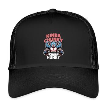 Cadeau de la blague de fitness Gym Bear Chunky Hunky Hunky Dicts de Fitness - Casquette trucker enfant - noir/noir - Devant