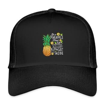 Be A Pineapple Stand Tall Wear A Crown Quote Art - Kinder Trucker-Cap - Schwarz/Schwarz - Vorne